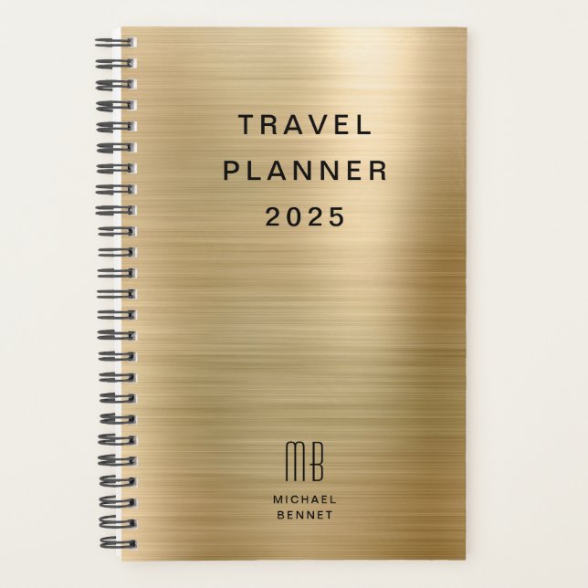 Elegante Monogram Imitate Gold Travel Planer (Vorderseite)