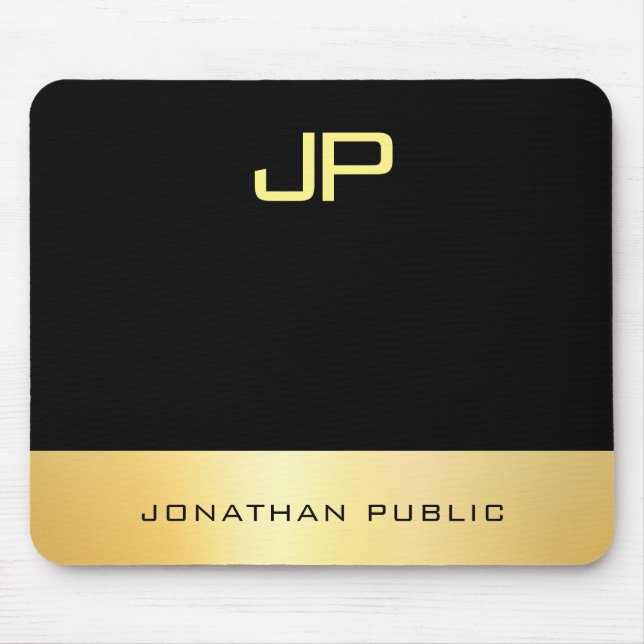 Elegante Monogram-Imitate - Schwarze, moderne Vorl Mousepad (Vorne)