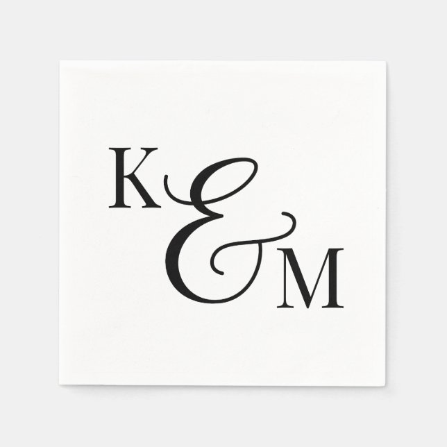 Elegante Monogram Initials Ampersand Hochzeit Serviette (Vorderseite)