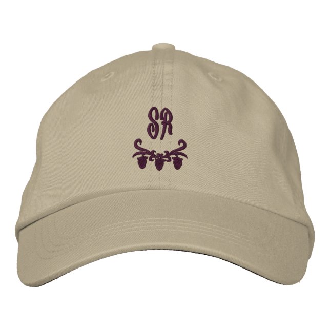 Elegante Monogram Initials bestickt Hat Bestickte Baseballkappe (Vorderseite)