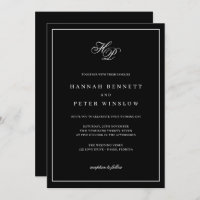 Elegante Monogram-Initials Black Frame Wedding