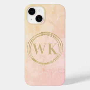 Elegante Monogram Initials Gold Circles Case-Mate iPhone 14 Hülle