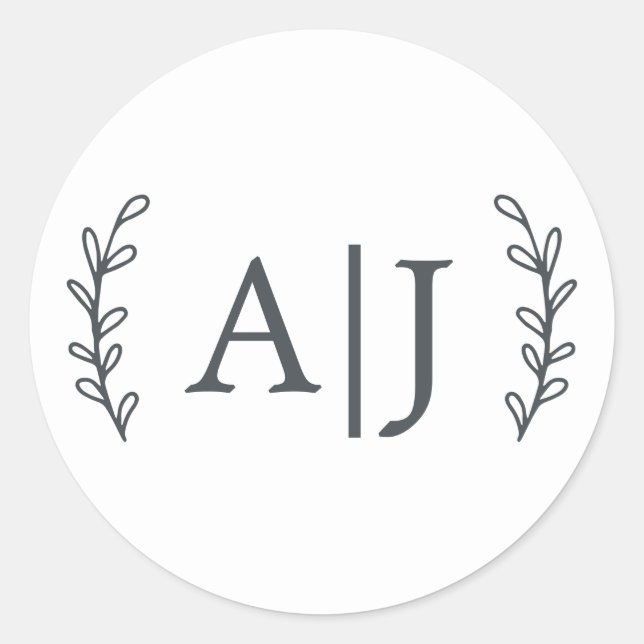 Elegante Monogram-Initials Hochzeit-Rücksendeadres Runder Aufkleber (Vorderseite)