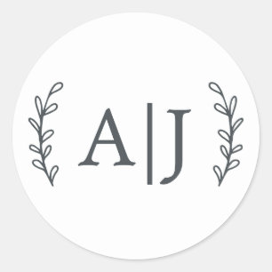 Elegante Monogram-Initials Hochzeit-Rücksendeadres Runder Aufkleber