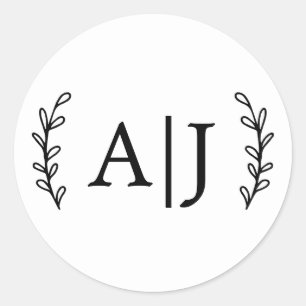 Elegante Monogram-Initials Wedding Rücksendeadress Runder Aufkleber