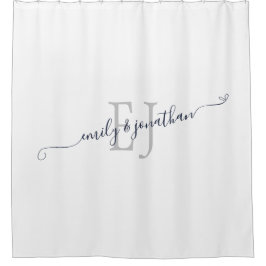 Elegante Monogram-Initials White Duschvorhang