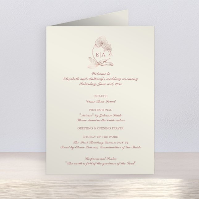 Elegante Monogram katholische Hochzeitsfeier Programm (Elegant Wedding Program)