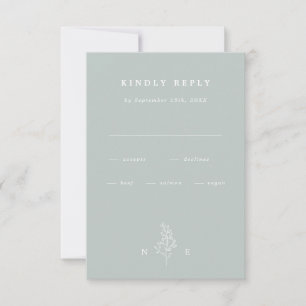 Elegante Monogram Leaf Sage Green Wedding RSVP Karte