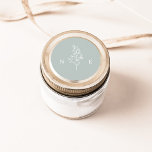 Elegante Monogram Leaf Sage Green Wedding Runder Aufkleber<br><div class="desc">Leicht staubige,  grüne Hochzeitstickerin mit minimalistischem Linien-Art-Blatt-Monogramm-Design.</div>