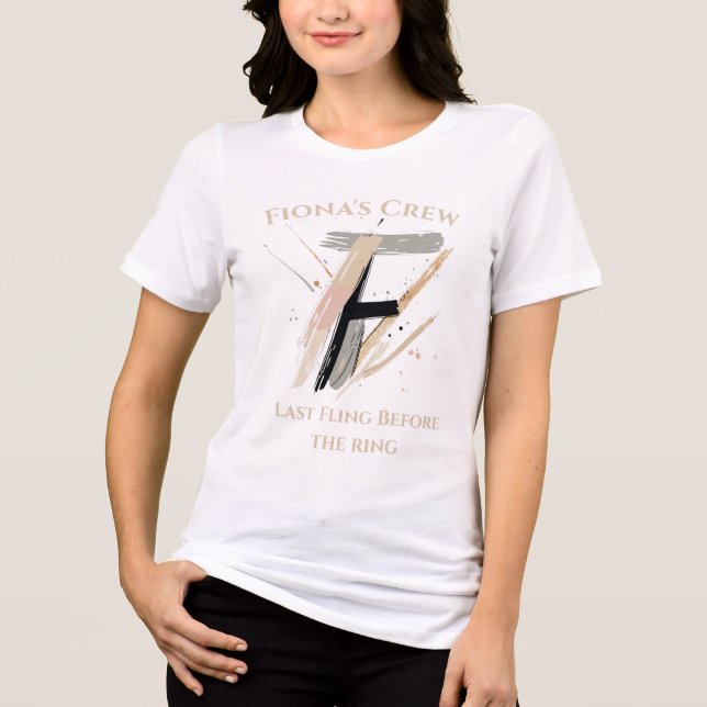 Elegante Monogram - Letter F Abstrakt Bachelorette Tri-Blend Shirt (Vorderseite)