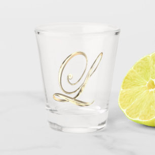 Elegante Monogram Letter L Imitate Gold Chic Schnapsglas