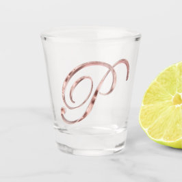 Elegante Monogram Letter P Rose Gold Chic Schnapsglas
