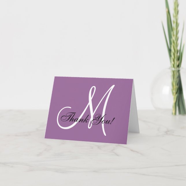 Elegante Monogram Lila Mauve Dankeschön Card Dankeskarte (Vorderseite)