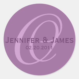 Elegante Monogram Lila Plum Wedding Sticker