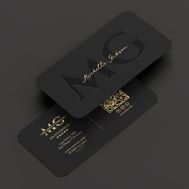 Elegante Monogram Luxury Black Beruflich Visitenkarte (Elegant Monogram Black Gold Professional Modern Business Card
)