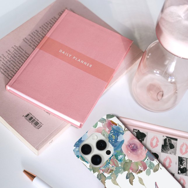 Elegante Monogram M Pink Aqua Aqua Rose Case-Mate iPhone Hülle (Von Creator hochgeladen)