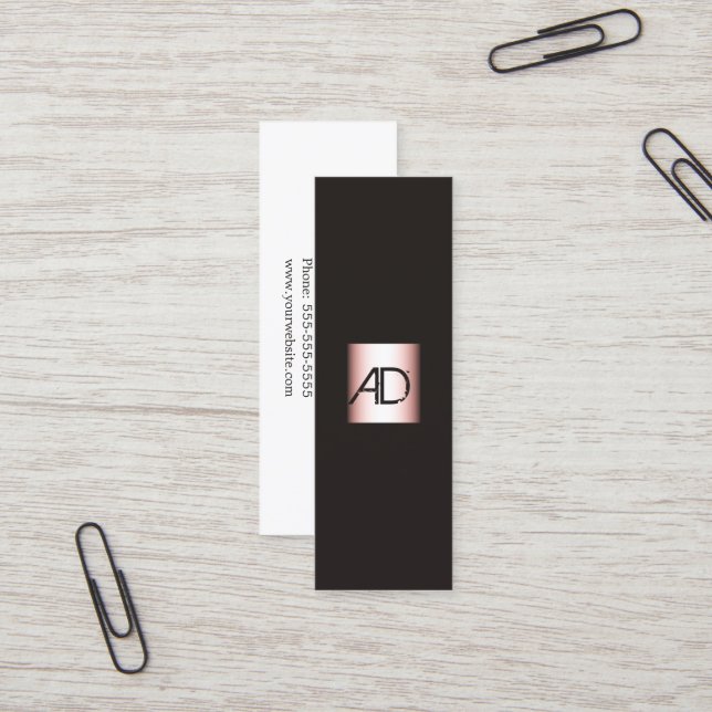 Elegante Monogram Makeup Artist Business Card Mini Visitenkarte (Vorderseite/Rückseite Beispiel)