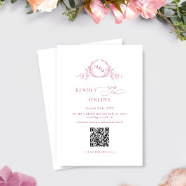 Elegante Monogram Mauve Pink QR Code Wedding RSVP Begleitkarte