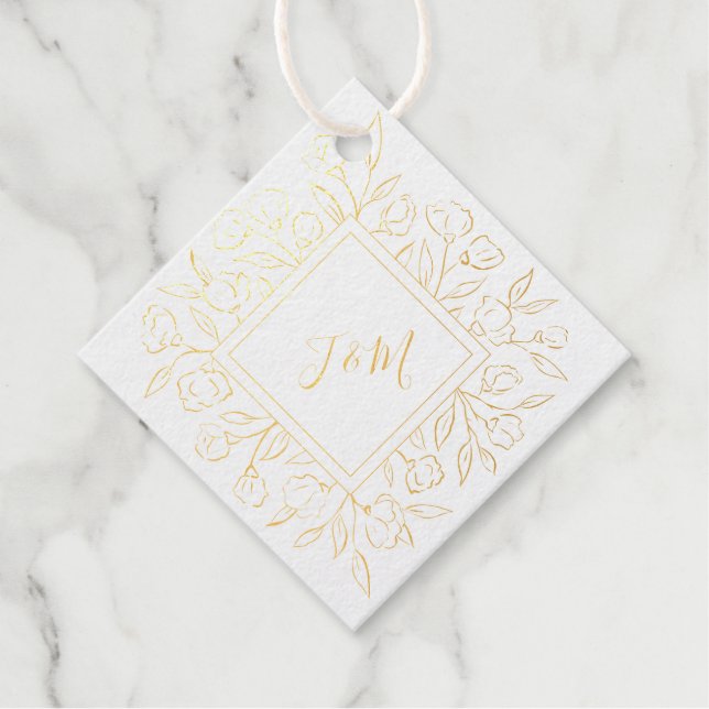 Elegante Monogram Minimalistisch Classic Floral We Geschenkanhänger (Vorderseite)