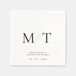 Elegante Monogram Minimalistisch Wedding Serviette
