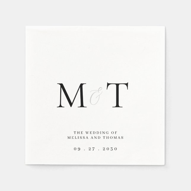 Elegante Monogram Minimalistisch Wedding Serviette (Vorderseite)