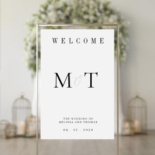 Elegante Monogram Minimalistisch Wedding Welcome Acrylschild