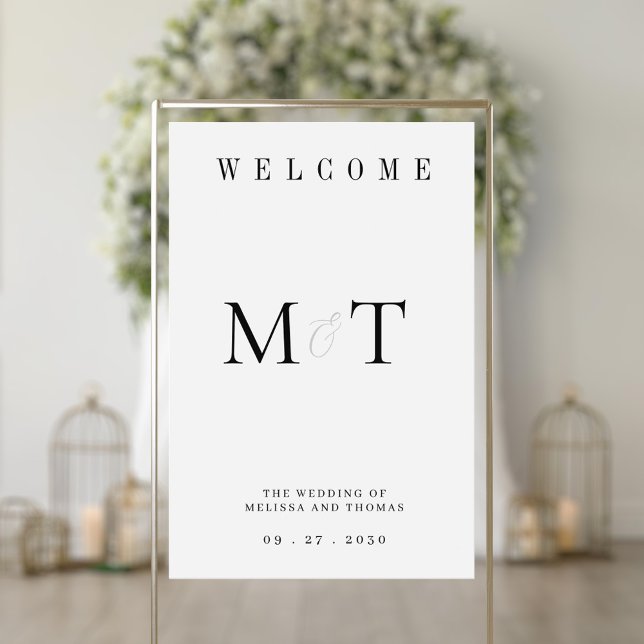 Elegante Monogram Minimalistisch Wedding Welcome Acrylschild (Von Creator hochgeladen)