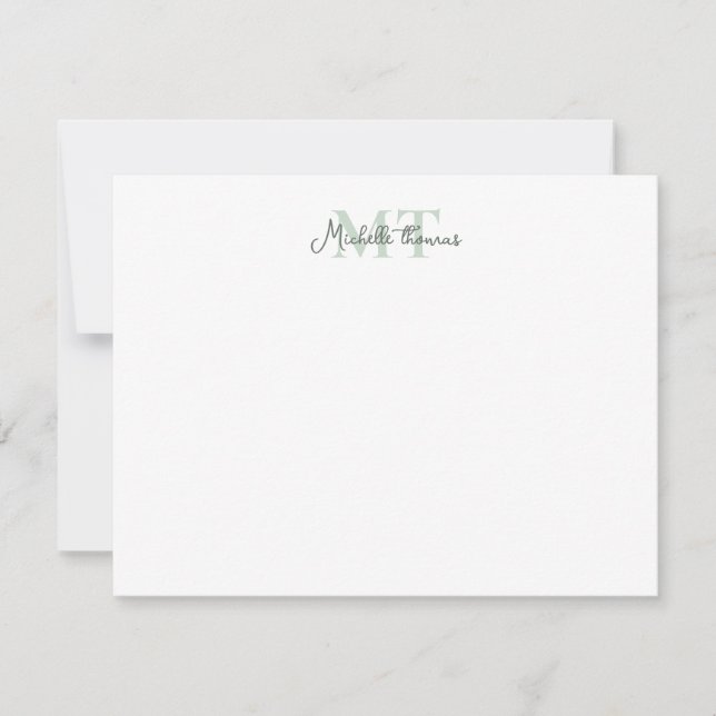 Elegante Monogram Modern Chic Script Name Mitteilungskarte (Vorderseite)