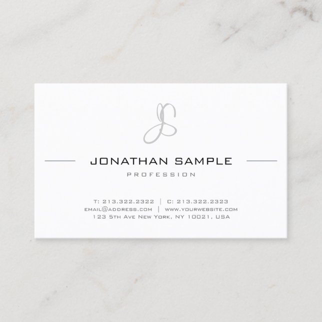 Elegante Monogram Modern Simple Chic Beruflich Visitenkarte (Vorderseite)
