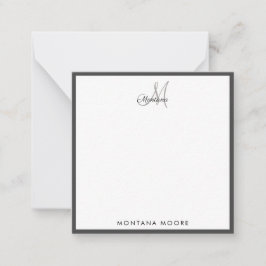 Elegante Monogram Modern Simple Girly Black Mitteilungskarte