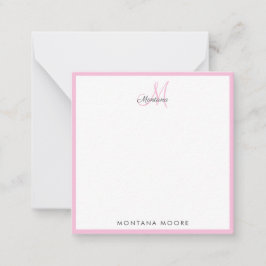 Elegante Monogram Modern Simple Girly Pink Mitteilungskarte