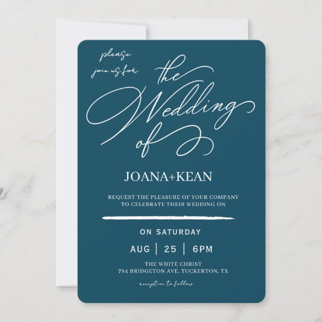 Elegante Monogram Moderne Hochzeit Einladung (Vorderseite)