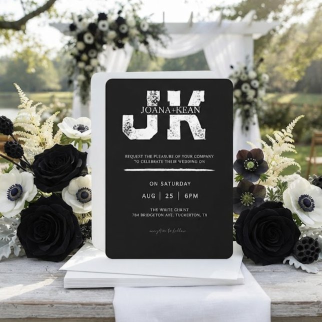 Elegante Monogram Moderne Hochzeit Einladung (Von Creator hochgeladen)