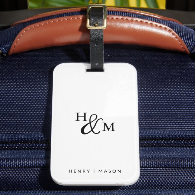 Elegante Monogram Moderne Minimalistische Gepäckma Gepäckanhänger (Vorderseite Insitu 2)