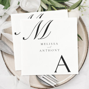 Elegante Monogram Moderne Minimalistische Hochzeit Serviette