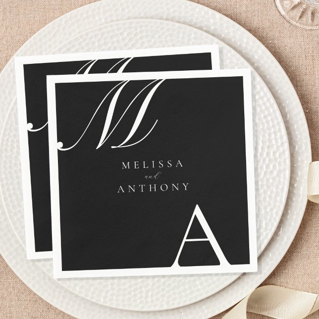 Elegante Monogram Moderne Minimalistische Hochzeit Serviette (Von Creator hochgeladen)