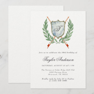 Elegante Monogram Music Wappen Geburtstagsparty Einladung