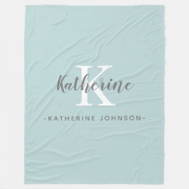 Elegante Monogram Name Blue Fleece Blanket