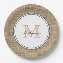 Elegante Monogram Name Country Chic Style Burlap