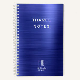 Elegante Monogram Navy Blue Travel Notizbuch