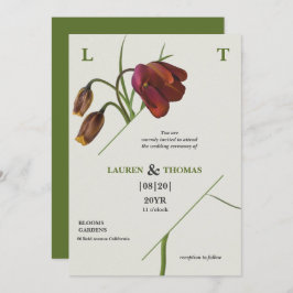 Elegante Monogram Papaya Whip Bloom Tulips Wedding Einladung