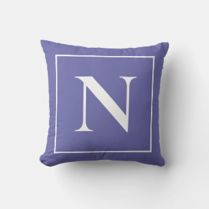 Elegante Monogram Periwinkle Blue Minimalistisch Kissen