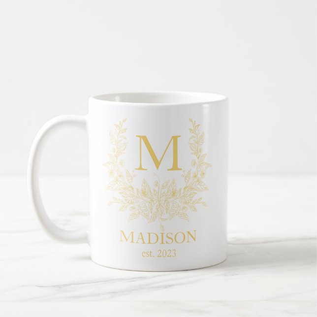 Elegante Monogram Personalisiert Coffee Tasse (Links)