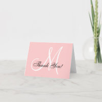 Elegante Monogram Pink Dankeschön Karte