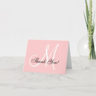 Elegante Monogram Pink Dankeschön Karte