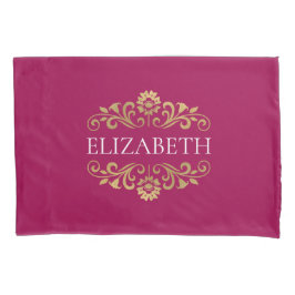 Elegante Monogram Pink Gold Pillow Case Kissenbezug