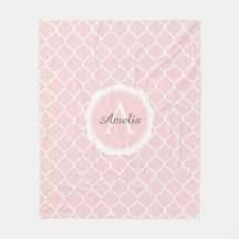 Elegante Monogram Pink White Modern Script
