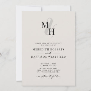 Elegante Monogram QR Code UAWG Minimalistisch Wedd Einladung