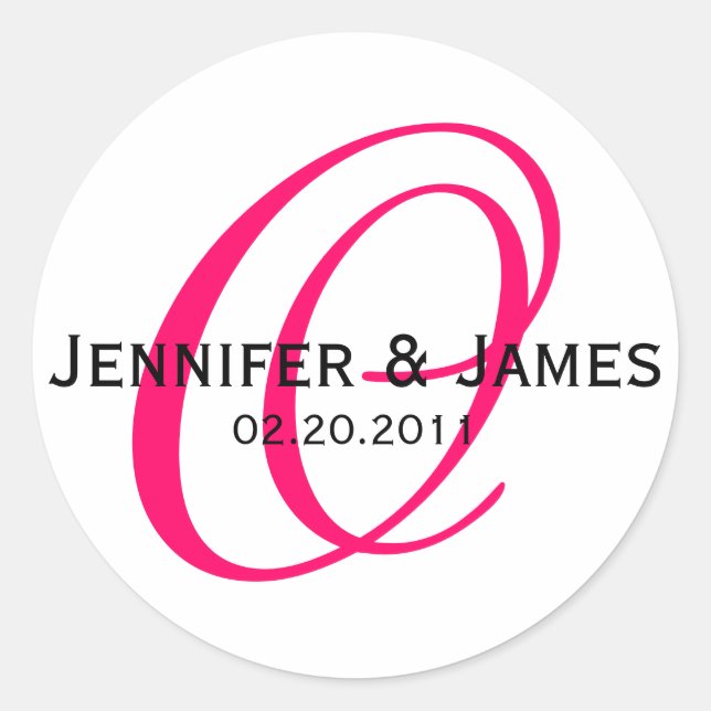 Elegante Monogram Raspberry Pink Wedding Sticker (Vorderseite)