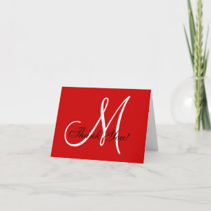 Elegante Monogram Red Dankeschön Card Dankeskarte